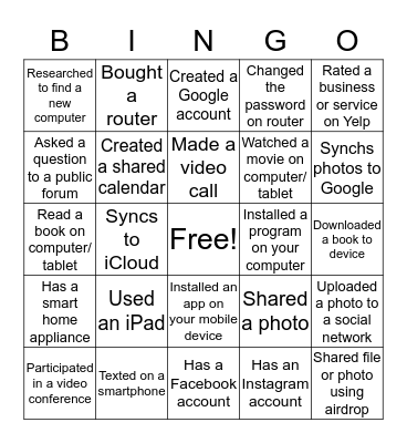 Who Knows Technology? Bingo Card