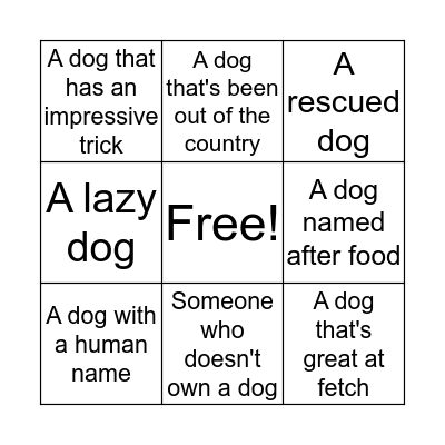 Puppy Love SF Bingo Card