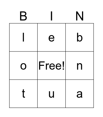 Alphabet Bingo Card