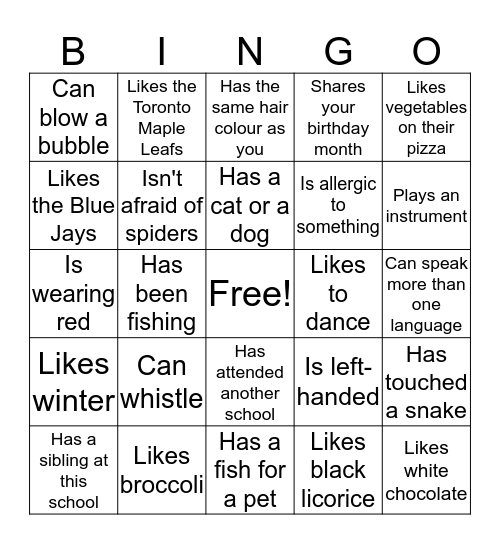 Find someone who..... Bingo Card