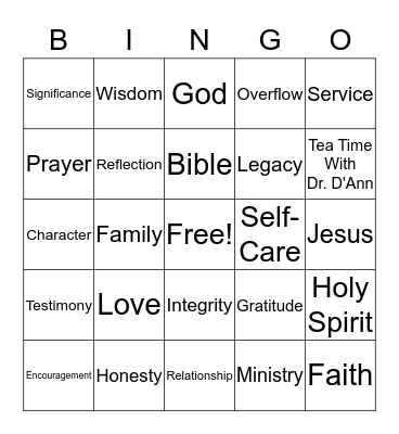 Building a Life of Significance Bingo Card