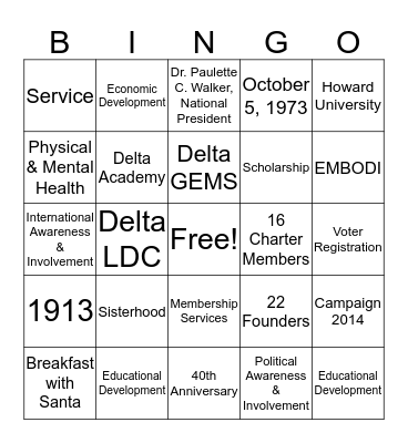 Delta Bingo Card