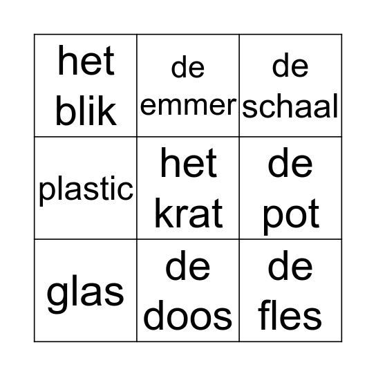 woorden bingo Card