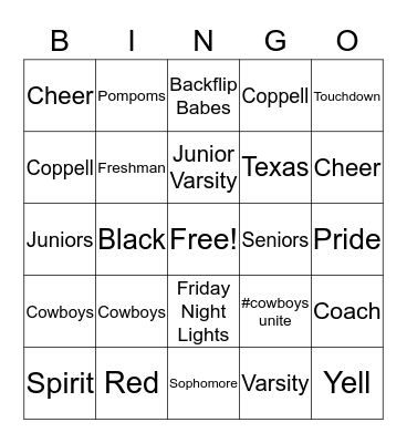 CHS Cheer Bingo Card