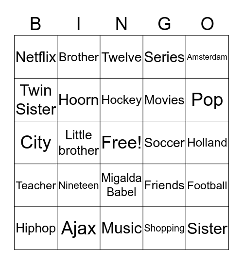 Get to know Miss Babel Bingo Card