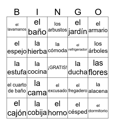 ESPANOL BINGO Card
