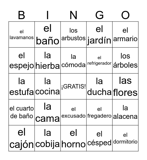 ESPANOL BINGO Card