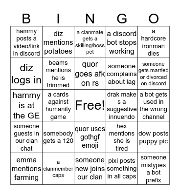 Azurite Bingo Card