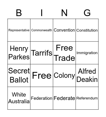 Federation Bingo Card