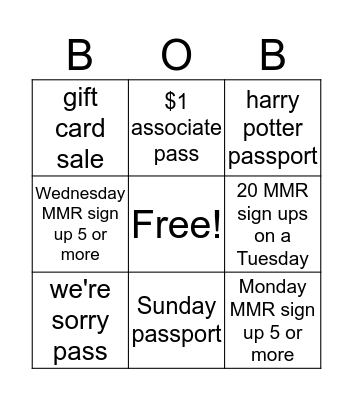 box office bingo  Bingo Card