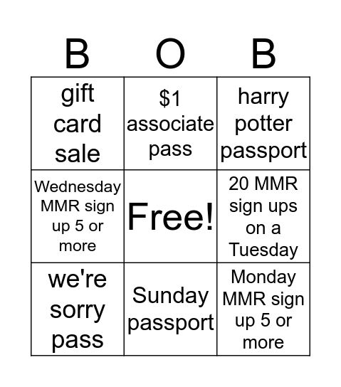 box office bingo  Bingo Card