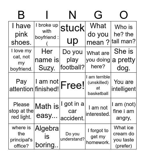 Untitled Bingo Card