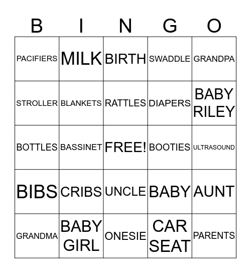 BABY SHOWER Bingo Card