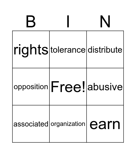 Workshop 1 TW Bingo  Bingo Card