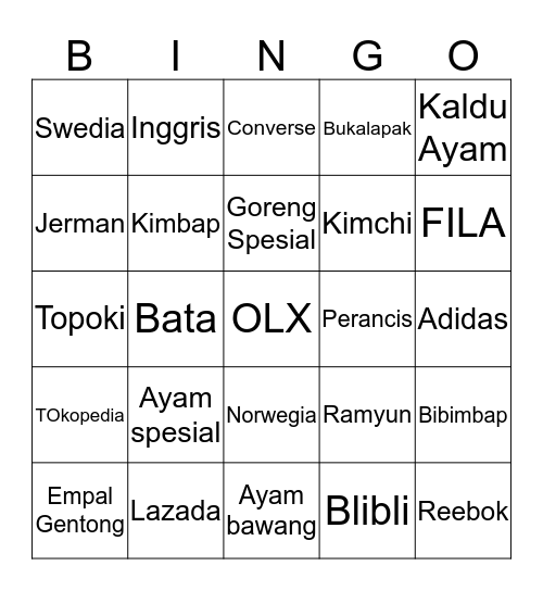 Afthar Bingo Card