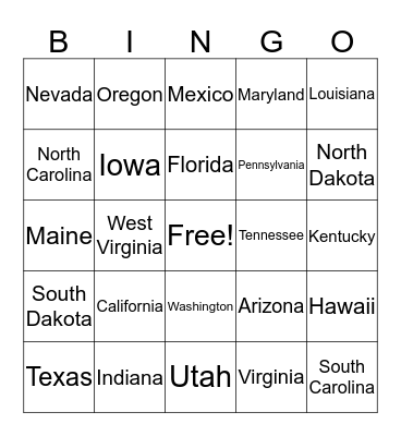 U.S. History Bingo  Bingo Card