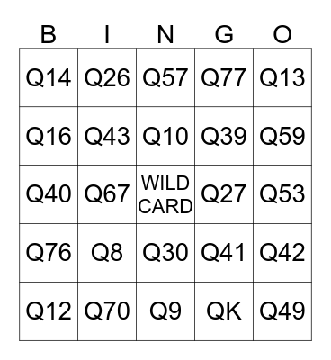 1838C / 3999 / DCD / COR  Bingo Card