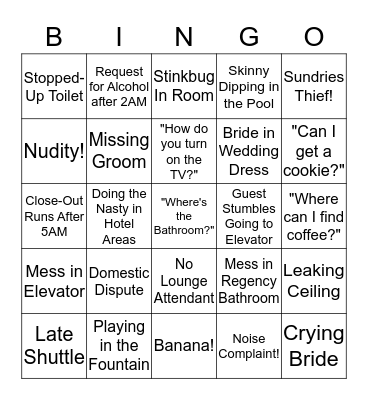 3rd Shift Bingo Card