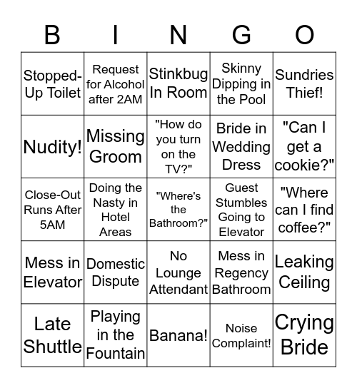 3rd Shift Bingo Card