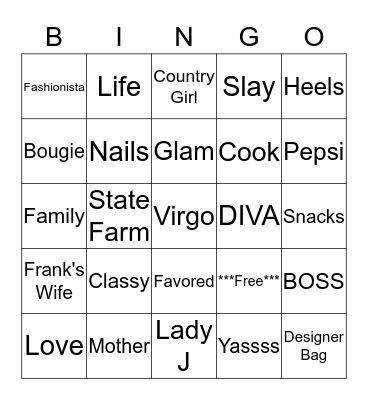 JaDia's World Bingo Card