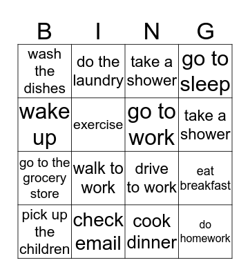 Routines Bingo Card