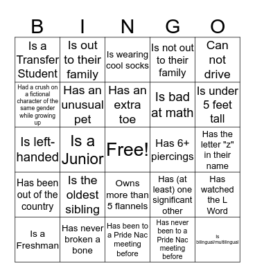 Pride Nac Bingo Card