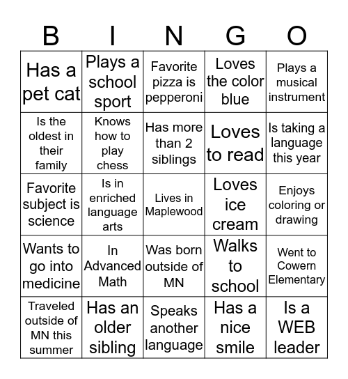 AVID 8 BINGO Card