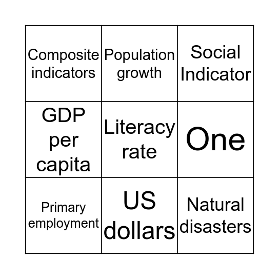 Development Bingo Card