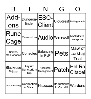 The Elder scrolls online: What-breaks-next Bingo Card