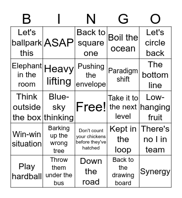 Cringe-Worthy Office Phrases Bingo Card