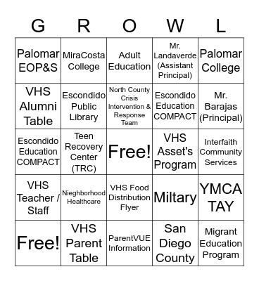 VHS 2018/2019  Bingo Card