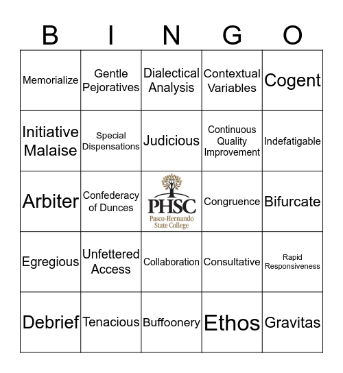 Dr. G's Elocution  Bingo Card