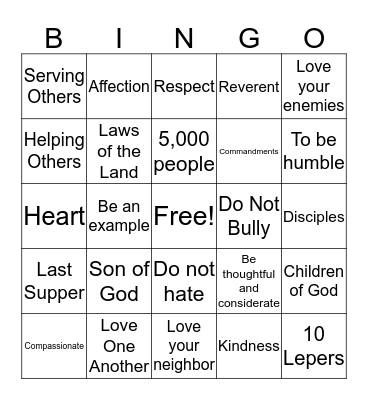 Love One Another Bingo Card