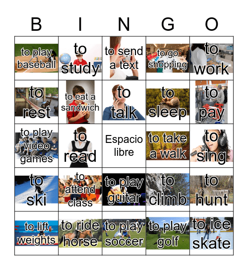 Las actividades Bingo Card