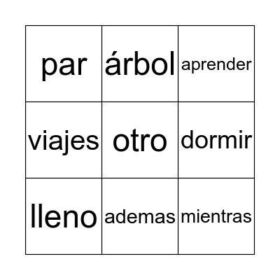 Loteria de Vocabulario Bingo Card