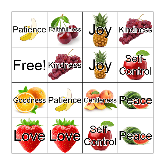 Fruits of the Spirit Bingo Card