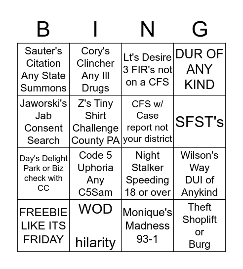 BLOODHOUND BINGO Card