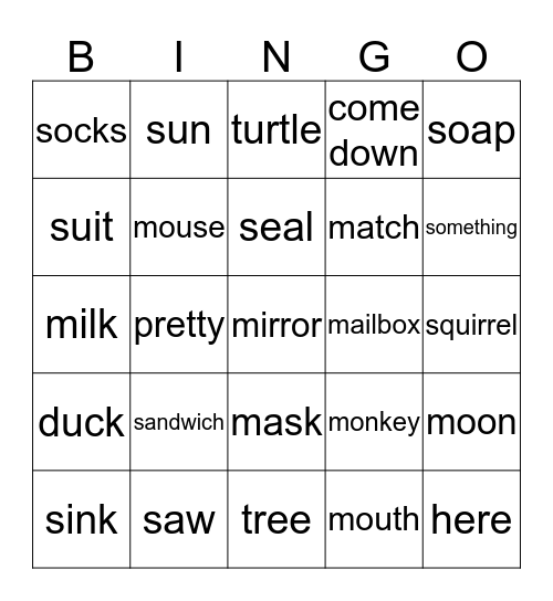 Wordlist 1 Bingo Card