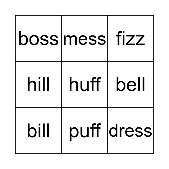 Unit 4 Bingo Card