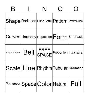 Elements and Principles of Design Bingo Card