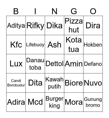 PUNYAKU! Bingo Card