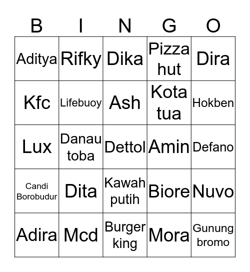 PUNYAKU! Bingo Card