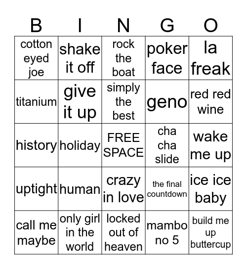 rockin with richie's music bingo 2 Bingo Card