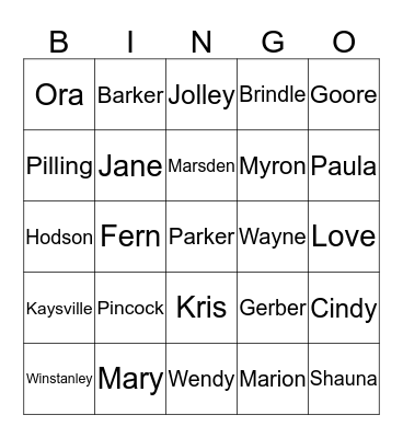 BENNETT FAMILY Bingo Card