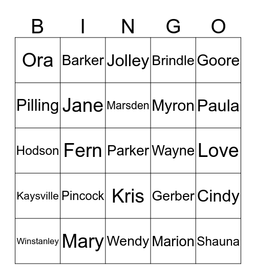 BENNETT FAMILY Bingo Card