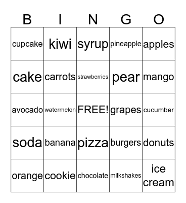 nutrition bingo  Bingo Card