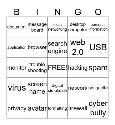 Computer Terms Bingo Card