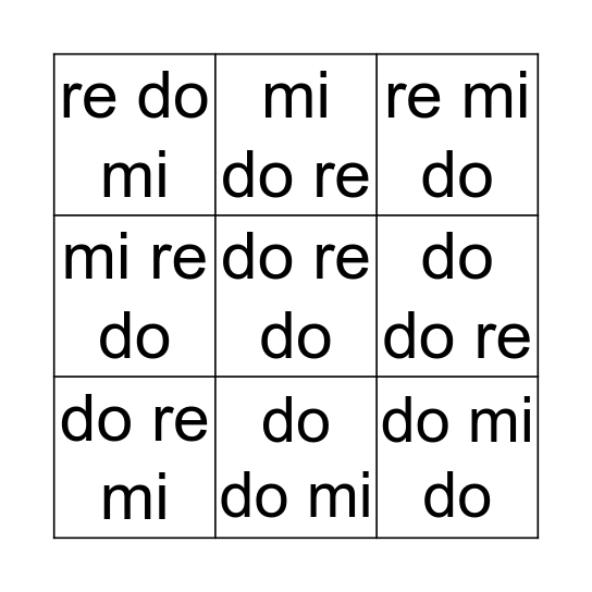 do re mi BINGO! Bingo Card