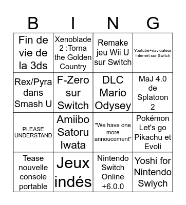 Nintendo Direct 07/9/2018 BINGO  Bingo Card
