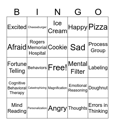 Cognitive Distortions Bingo Card